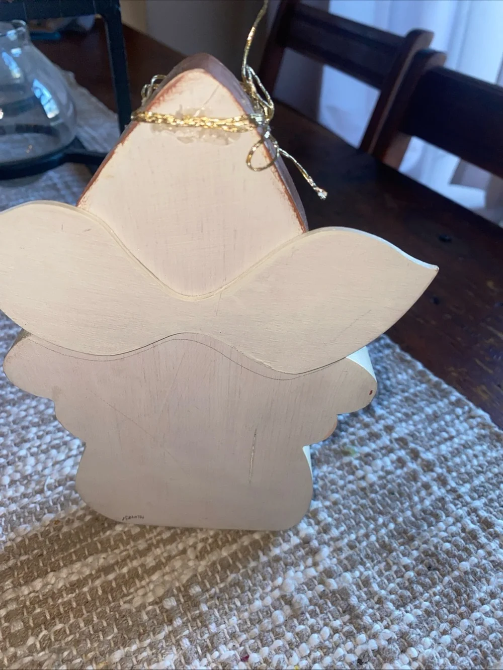 Hand-Painted White Angel Ornament – Decorative Holiday Angel